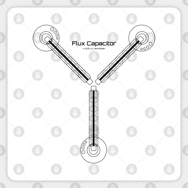 Flux Capacitor (Black) Sticker by Petrol_Blue